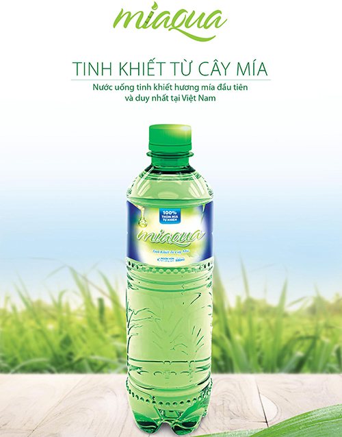 Nước uống Miaqua tinh khiết được chưng cất từ quá trình sản xuất đường với hương mía đặc trưng